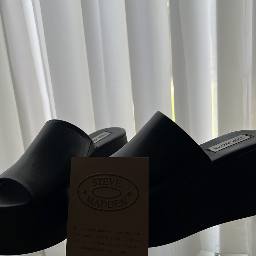 Christa Black Leather Platforms